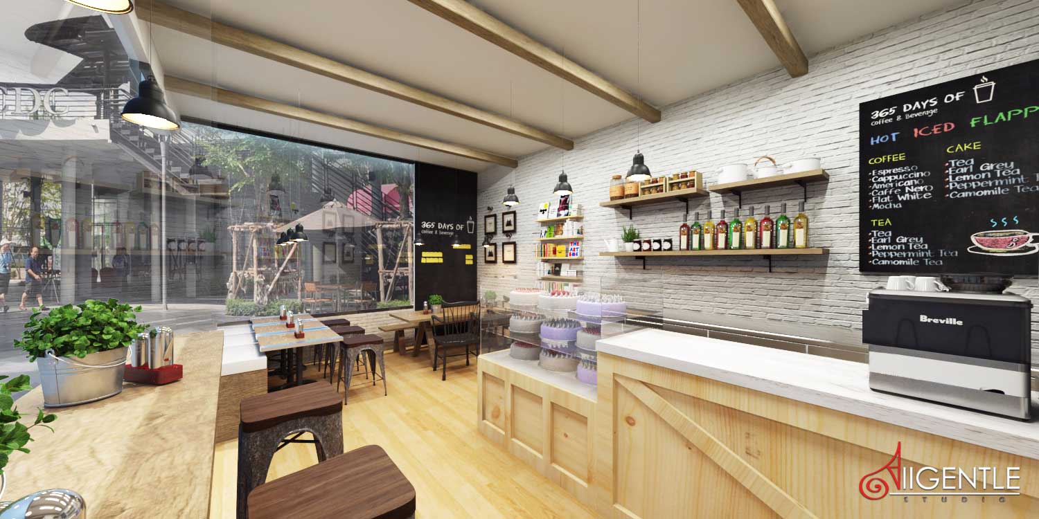 เขียนแบบ 3D ร้านกาแฟ