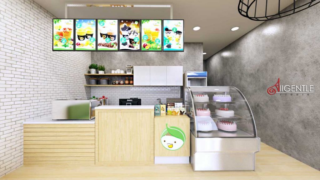 รับทำภาพ 3D ออกแบบร้านชาไข่มุก รับทำภาพ 3D