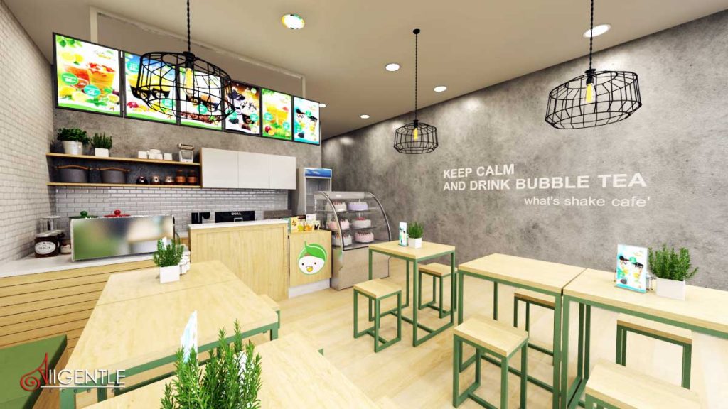 รับทำภาพ 3D ออกแบบร้านชาไข่มุก รับทำภาพ 3D