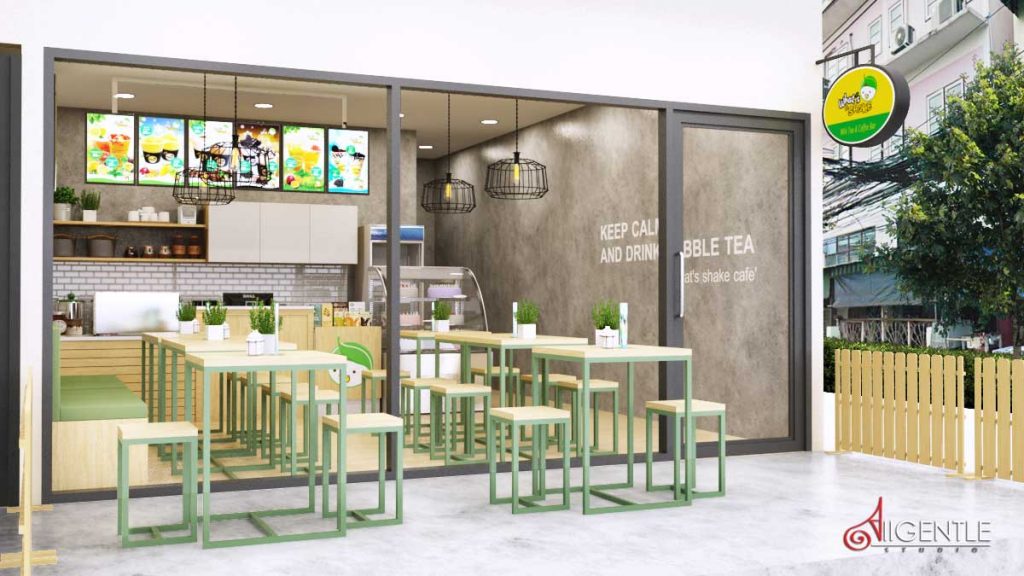 รับทำภาพ 3D ออกแบบร้านชาไข่มุก รับทำภาพ 3D