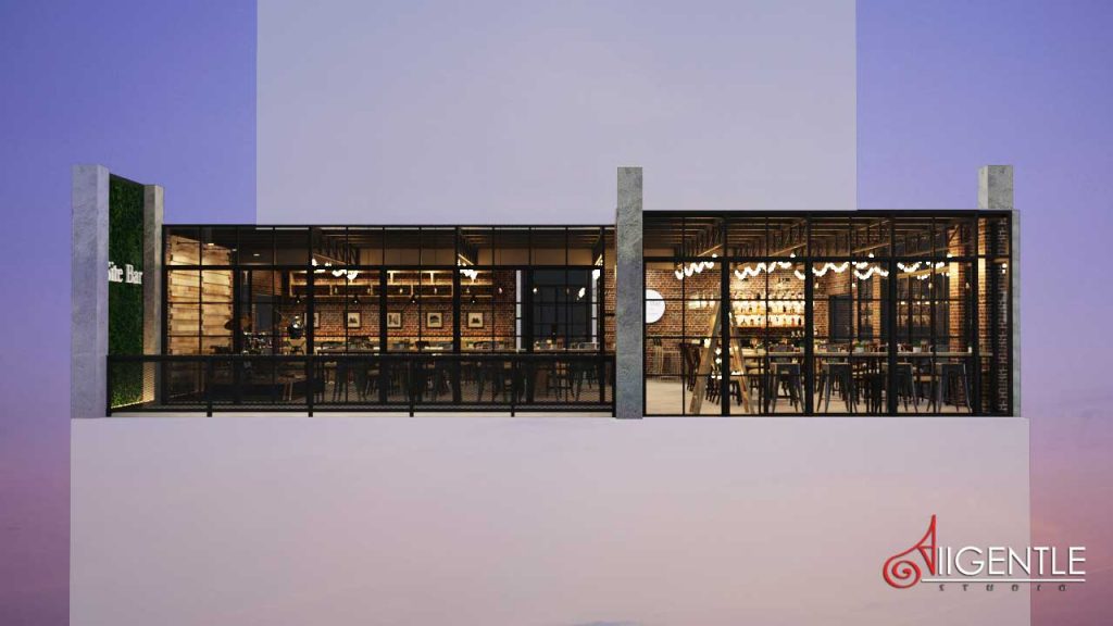 ออกแบบร้านเหล้าลอฟ Loft ร้านนั่งชิล รับออกแบบ3D