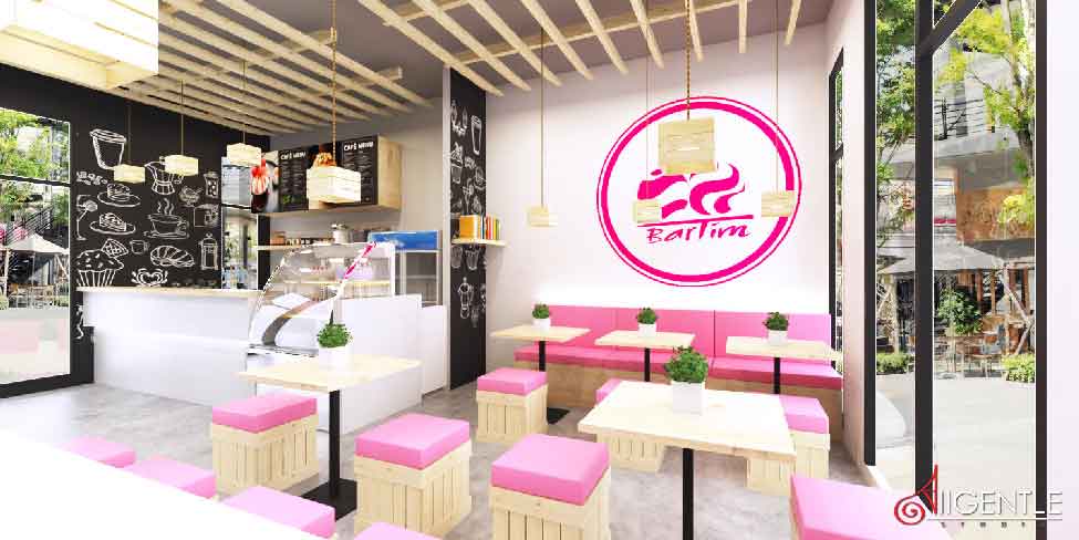 minimal cafe, รับออกแบบคาเฟ่, รับออกแบบร้านขนม, รับออกแบบร้านกาแฟ, รับทำภาพ 3D Perspective, รับเขียนแบบร้าน, รับออกแบบร้าน, Allgentle