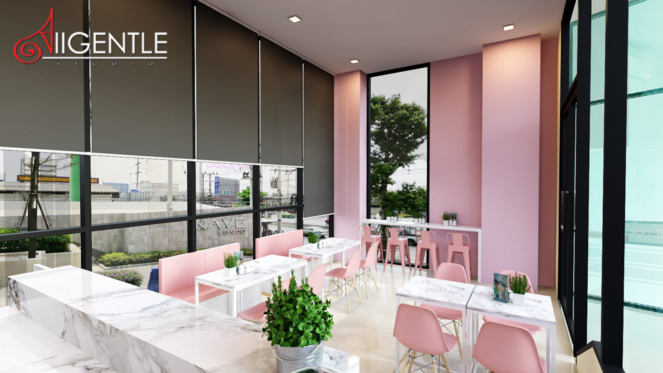 ออกแบบร้าน Cafe, ออกแบบ Cafe, รับออกแบบร้าน Cafe, รับเขียนแบบร้าน Cafe, รับตกแต่ง Cafe, 3D Perspective, Allgentle, รับเขียนแบบ, รับทำภาพ 3D, ตกแต่งภายนอก, ตกแต่งภายใน