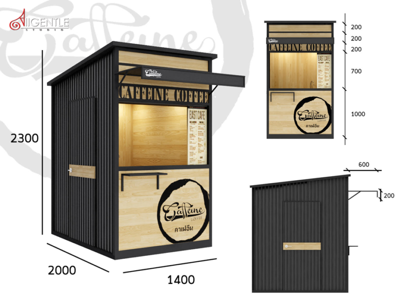 ออกแบบคีออส, ออกแบบร้านกาแฟ, ออกแบบร้านขายกาแฟ, ออกแบบร้านค้า, ออกแบบ3D, บริการออกแบบ3D, 3D, Perspective, 3DPerspective