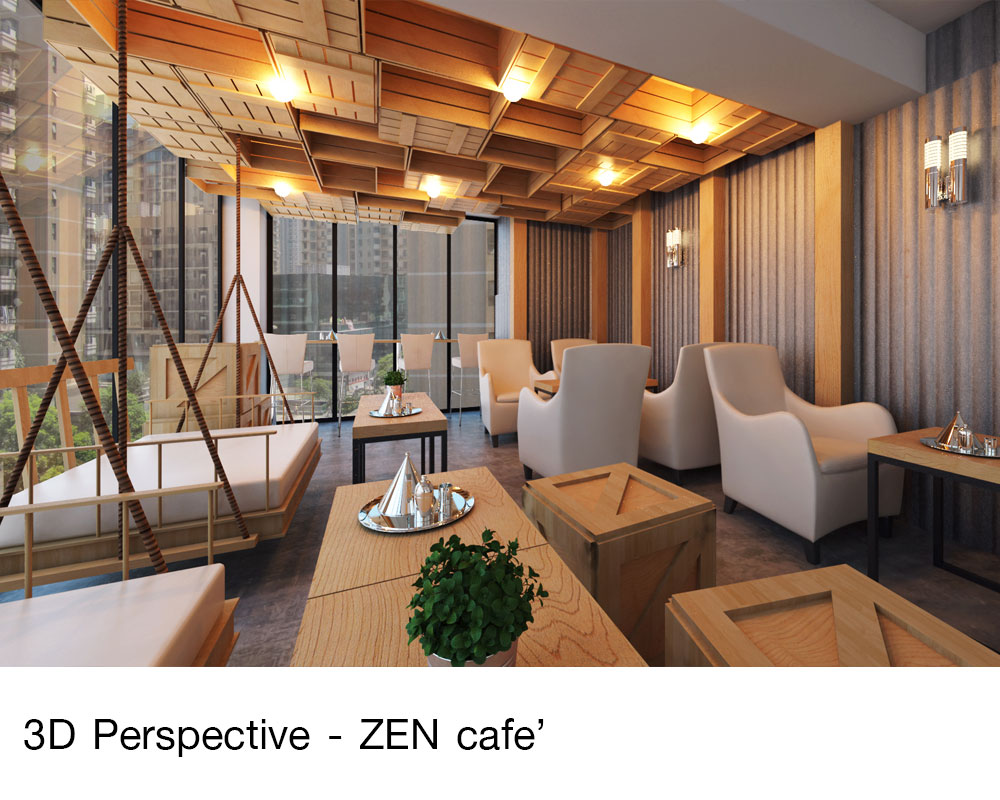 รับทำ 3D Perspective ออกแบบภายในคาเฟ่ต์